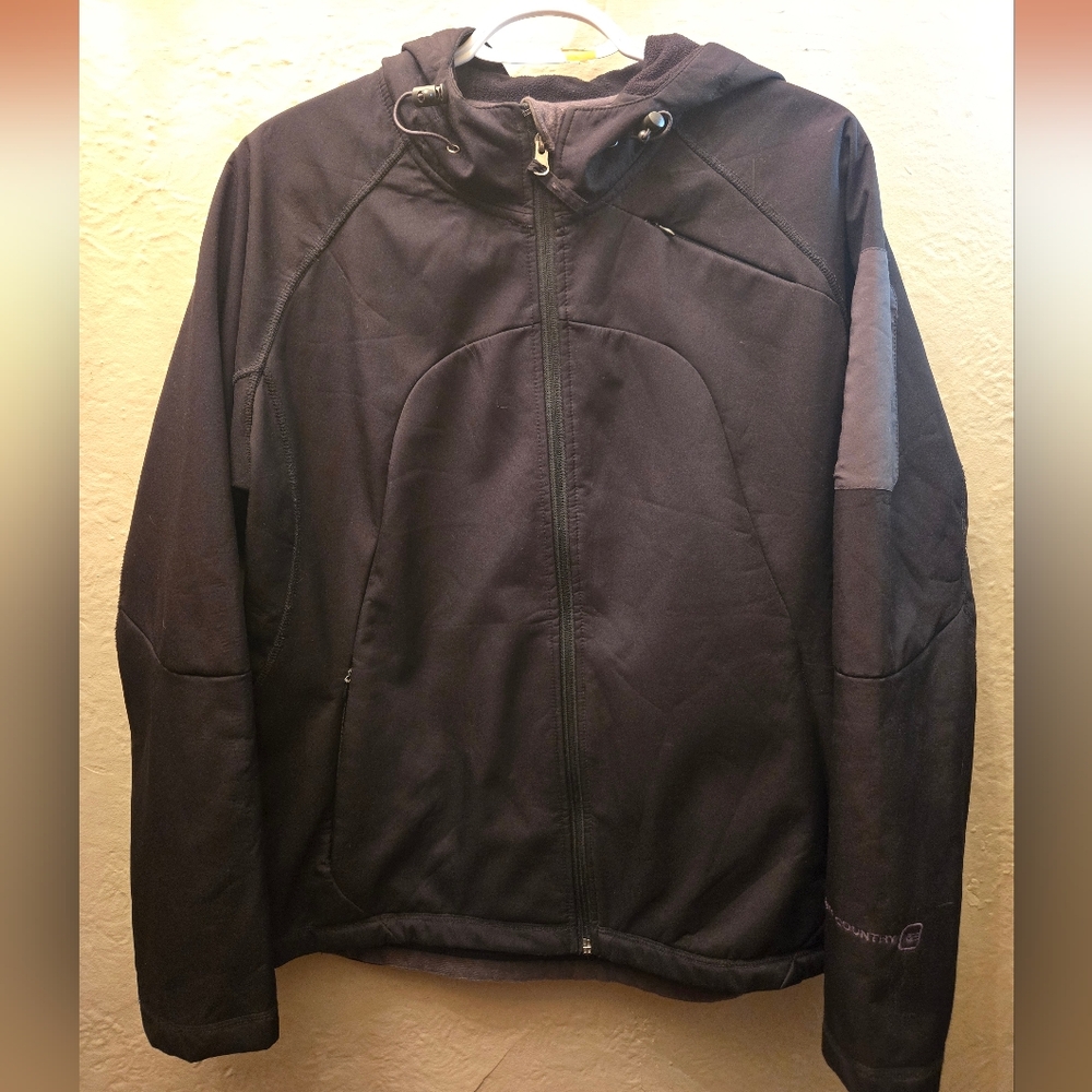 MEC Softshell Jacket Fleece Lined Hooded Zip Jacket | Black | XL